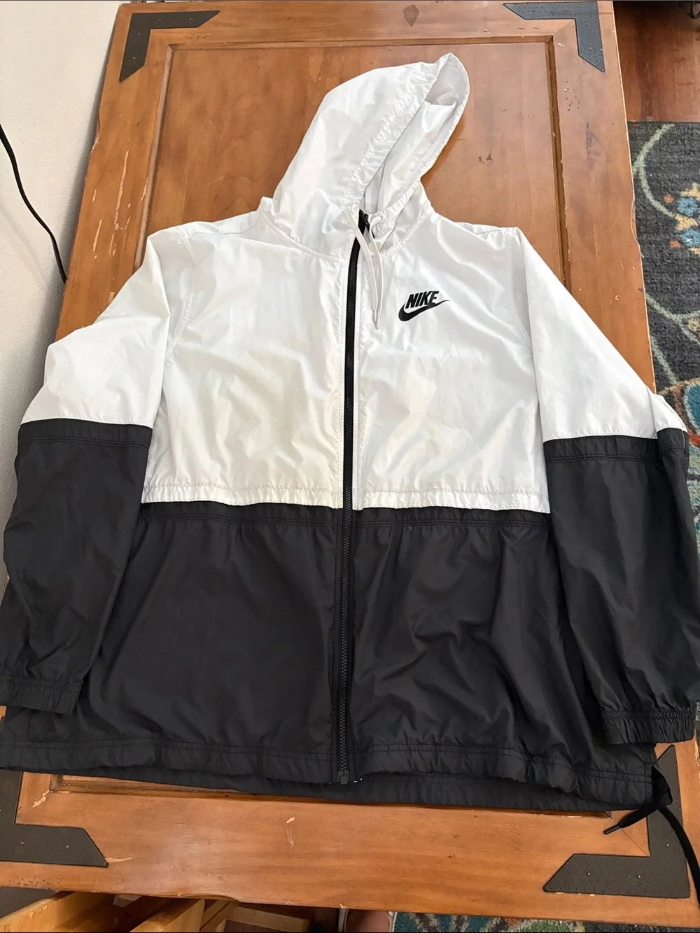 Nike Two-Tone White and Black Hooded Windbreaker Jacket Size 3X